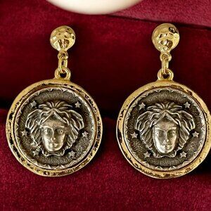 Brand New 18k Gold Plated Medusa Coin Earrings - Handmade Bohemian Jewelry